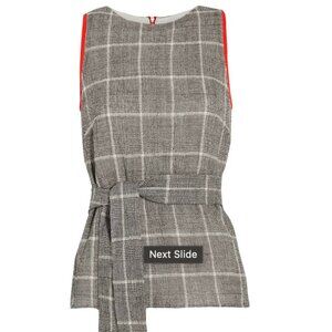 Cefinn Checked Wool Blend Top with Red Accent - US4/UK8